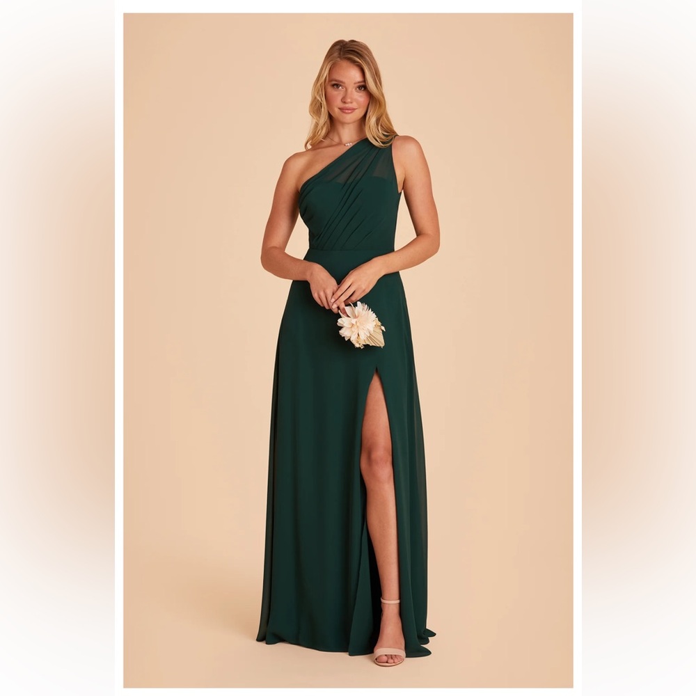 Birdy Grey One-Shoulder Emerald Green Kira Formal Gown NWT